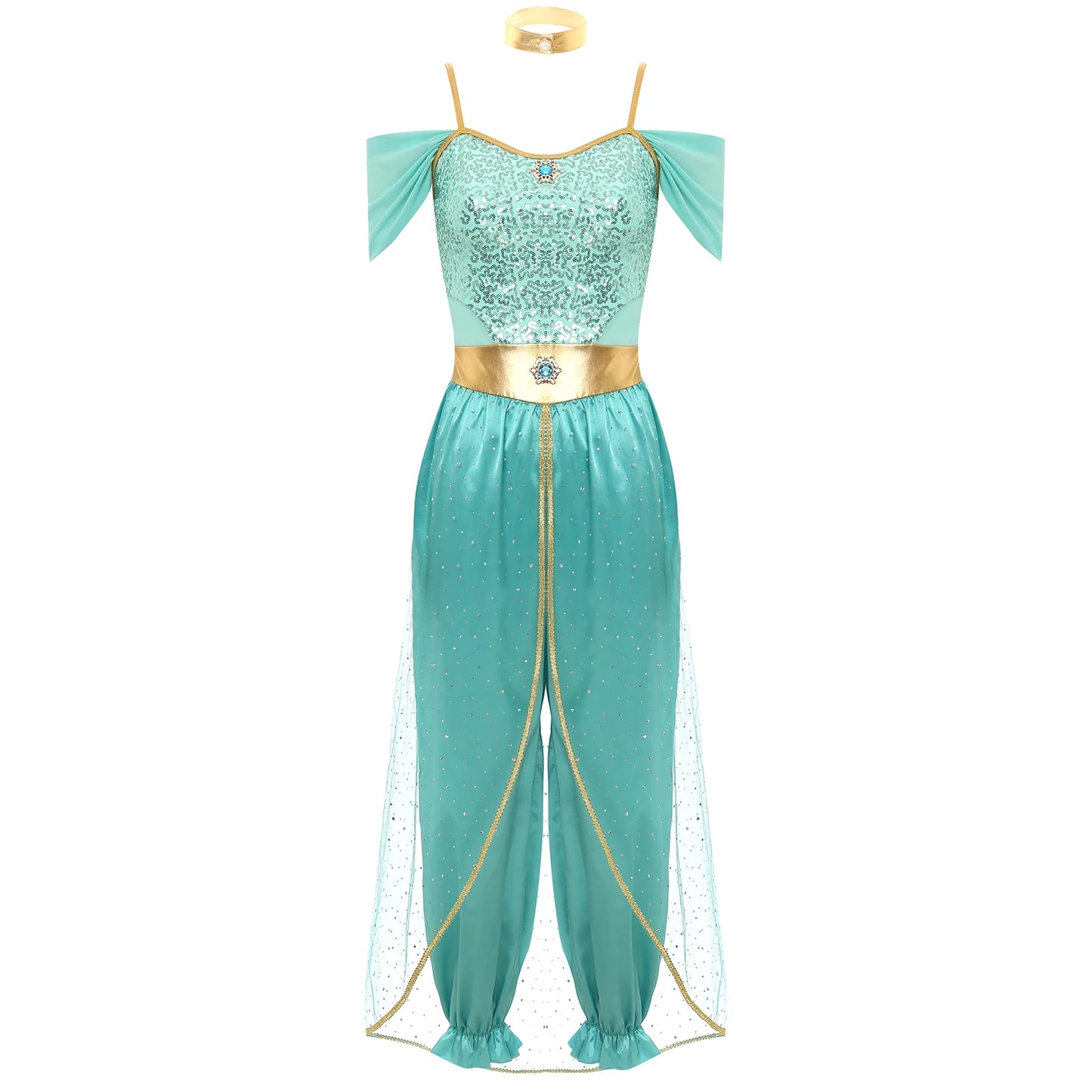 Festival Arabian Princess Costumes Indian Dance Embroider Bollywood Jasmines Costume Party Halloween Cosplay Jasmines Outfit